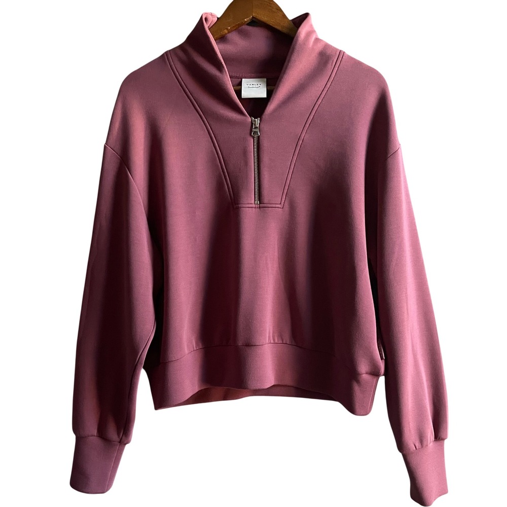 Varley Davidson Sweatshirt DoubleSoft Women M Plum Pullover Half Zip Sport Yoga